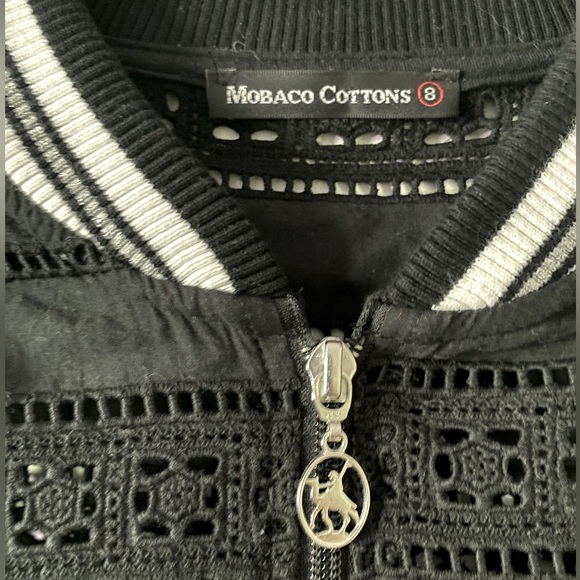MOBACO COTTONS Lace Bomber Jacket Large - Picture 2 of 4